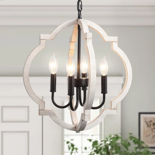 Farmhouse orb wood chandelier - wood,
