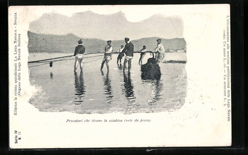 Cartolina pescatori che tirano - cartolina,