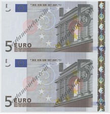5 EURO DUE BIGLIETTI UNITI GERMANIA PRIMA SERIE DUISENBERG P010 2002 FDS-/FDS