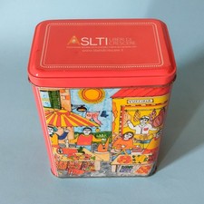 Rara scatola latta firmata Nino Parrucca con scena Mercato VUCCIRIA di Palermo 