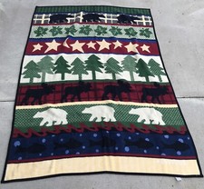 Vintage SAN MARCOS El Original 80” x 55” Rustic Cabin Reversible Fleece Blanket
