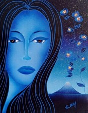 Kino Mistral "KYOTO GIRL" dipinto su tavola 40x30+COA