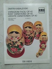 KABALEVSKY VARIAZIONI FACILI OP 40 PER PIANOFORTE SPARTITO MUSICALE RICORDI