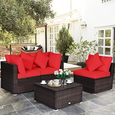 4PCS Rattan Patio Conversation