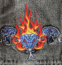 Jeans da skate Y2K JNCO Tribals neri Cobra Snake Viper larghi doppia tasca 32 x 30