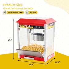 Macchina per popcorn, bollitore 10 oz, macchina per popcorn da banco 1300 w per 48 tazze