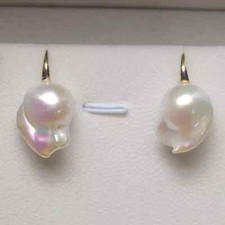 ENORME AAAA splendido orecchino 15-18 mm mare del sud barocco perle bianche argento s925