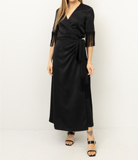 Abito nero in envers satin con