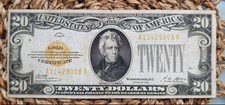 20 DOLLARI 1928 GOLD CERTIFICATE BOLLINO GIALLO STATI UNITI AMERICA BB