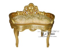 Panca panchetta in stile barocco struttura oro tessuto gigliato oro AR1563