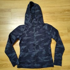 Giacca mimetica nera con cappuccio e zip intera Lululemon donna taglia 8 elasticizzata