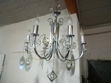 Sciolari Lampadario modernariato anni 70 gocce cristallo cromato vintage 