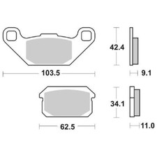 MS-D0A11B9FEC PASTIGLIA FRENO POST. SBS 848SI 08/09 HURRICANE QUAD 280 ADLY  ATV