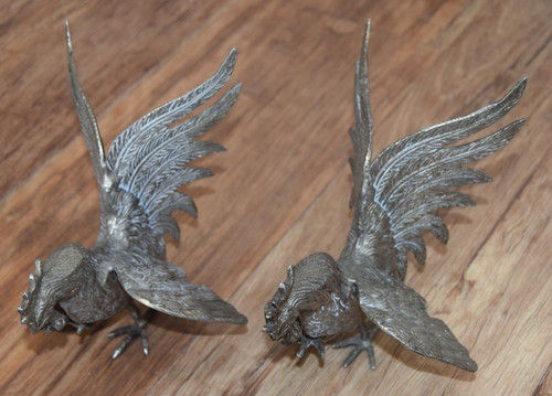 Pair vintage fighting cocks - fighting,