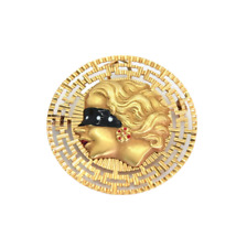 RARA SPILLA e CIONDOLO  VINTAGE DEA BENDATA  ANNI '50 CON SMALTI- IN ORO 18 KT