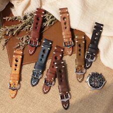 Cinturino orologio pelle rally vintage retrò 20mm 22mm 24mm blu verde beige nero