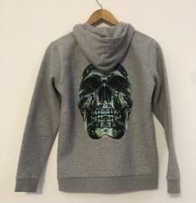PHILIPP PLEIN Petite Felpa bambino grigia teschio cappuccio Tg 10/11 Anni
