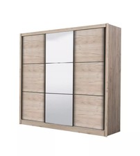 ARMADIO 3 ANTE SCORREVOLI "MADRID" CON SPECCHIO EFFETTO QUERCIA 242X60X215 CM