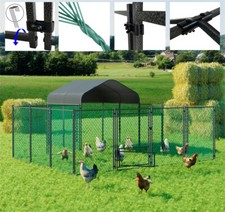 Pollaio Pollaio a Forma di L Gabbia per Polli Recinto per Polli con Copertura 393x312x156cm