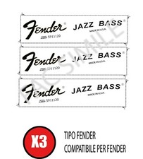 3 DECAL TIPO FENDER JAZZ BASS MADE IN USA COUNTOUR BODY ACQUA SCIVOLO