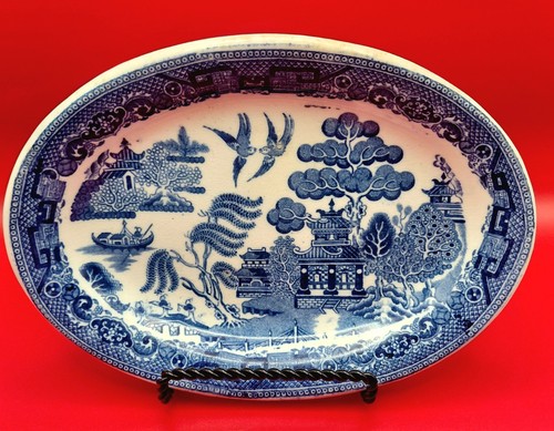 Piatto ovale salice blu