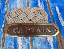 PLACCA CAPTAIN MOGANO E OTTONE INSEGNA PORTA CABINA BARCA CASA MARE BAR MARINA