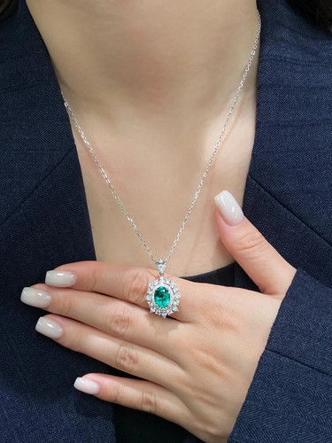 Collana con ciondolo - , smeraldo