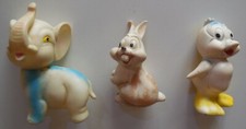 3x GIOCATTOLI VINTAGE IN GOMMA animali anni 60