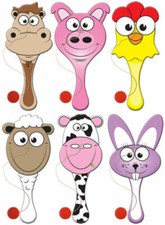 24 X Fattoria Animale IN Legno Pagaia Pipistrelli & Sfera Bottino/Festa Borsa