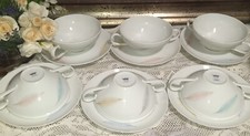 VINTAGE THOMAS GERMANY SET X SEI TAZZA BRODO  FINE PORCELLANA 