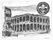 Litografia Scout di Nereo Tedeschi per il 75° della Sezione CNGEI di Verona