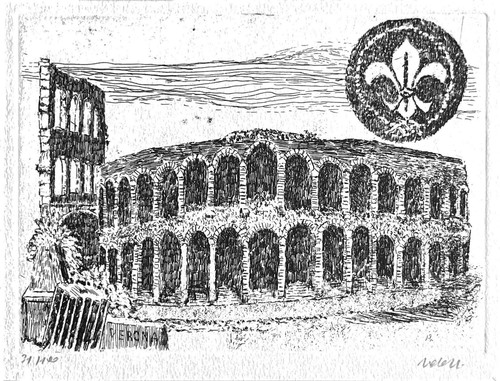 Litografia scout nereo - scout, di