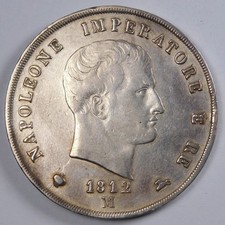 Napoleone Re e Imperatore - 5 Lire 1812 - R3 - qSPL