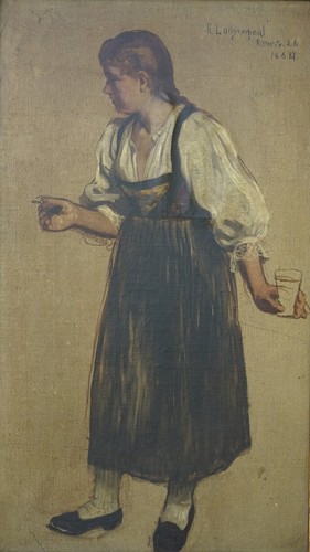 Giovane contadina studio olio