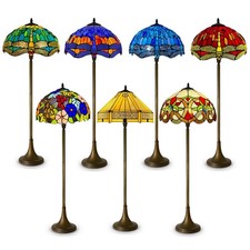 Lampade da terra Tiffany vetro colorato stile artigianale per arredamento casa e ufficio UK