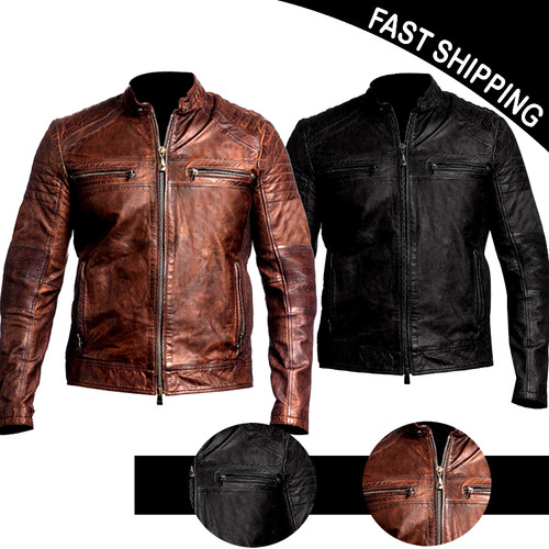 Giacca pelle uomo - , biker