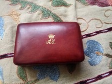 Antica scatola in pelle cuoio rosso portagioie porta pillole red Calf box 