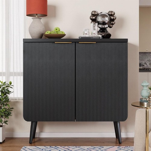 Fluted black sideboard - fluted,