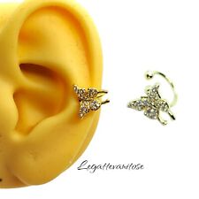 orecchino Earcuff orecchino Senza Buco  dorato  zirconi bianchi. pearcing helix