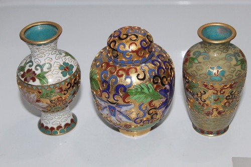 Tre vasi cloisonné barattolo