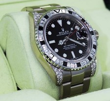 Rolex Gmt Master II 116719 18K Oro Bianco 6Ct Baguette Diamanti &sapphire Ghiera