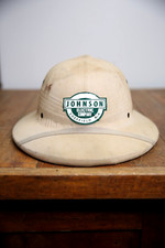 Vintage Johnson Elettrico Fuoribordo Barca Motore Pith Casco Safari Cappello Rigido Giungla