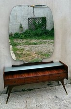 PETTINIERA LEGNO E SPECCHIO ANNI 50 TOELETTA POSTAZIONE TRUCCO STILE GIÒ PONTI