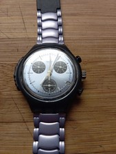 Orologio Swatch Alarm Chrono SOI402 Funzionante Vetro Graffiato 