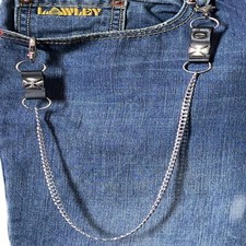Catena per jeans pantaloni da uomo donna in alluminio pelle bikers punk argento