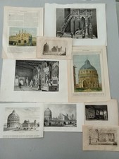 Lotto 9 Stampe Incisioni Antiche Architettura Italiana Pisa Toscana Vari autori