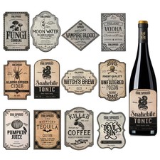 36pz Etichette Adesive per Bottiglie di Vino di Halloween Vintage Impermeabili