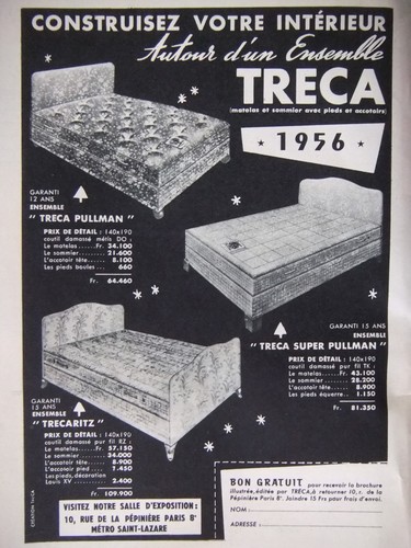 Publicité 1956 tréca matelas - trÉca,