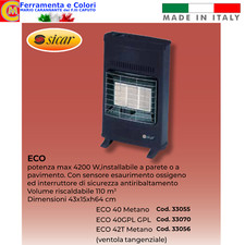 SICAR Stufa a Gas Metano Gpl Infrarossi a Parete a Pavimento MADE IN ITALY