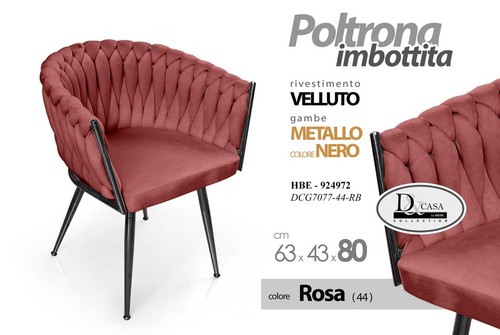 Poltrona rosa sedia velluto - sedia,